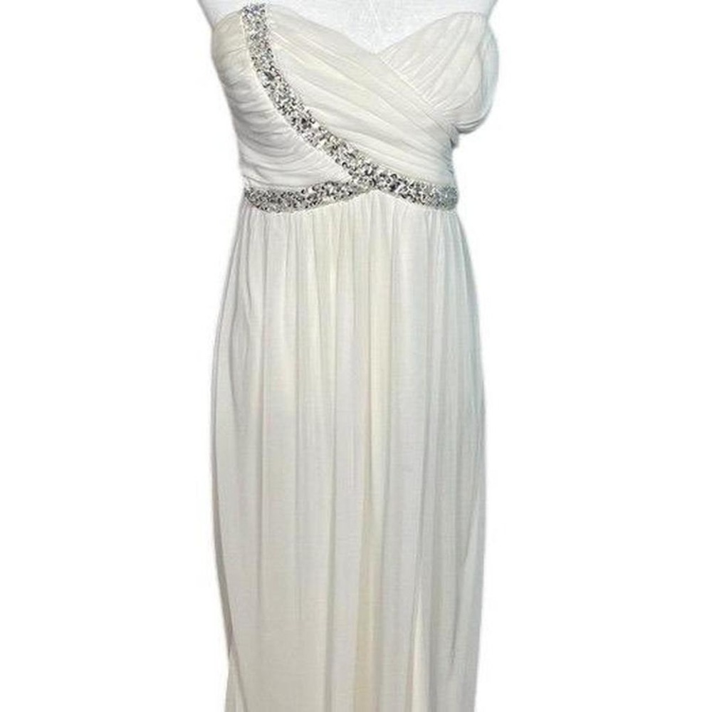 ♥️City Triangle White Strapless Embellish Formal Dress Gown Party Wedding Small